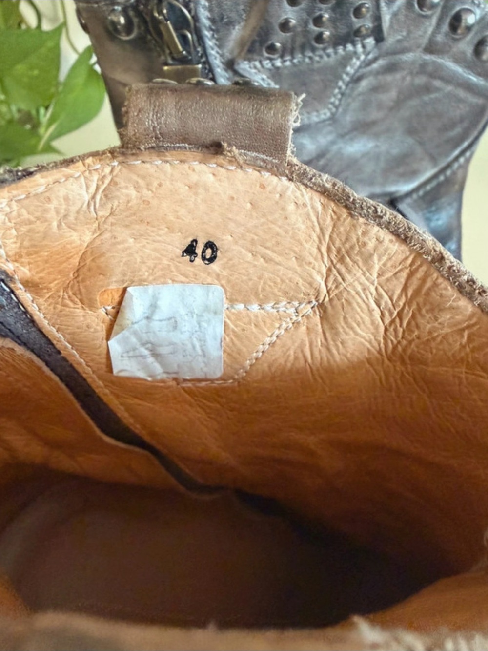 Vero Cuoio Brown Leather Embroidered Studded Ankle Boots - Picture 4 of 4